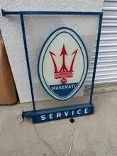 Authentic Double-Sided Glass Maserati Dealership Sign