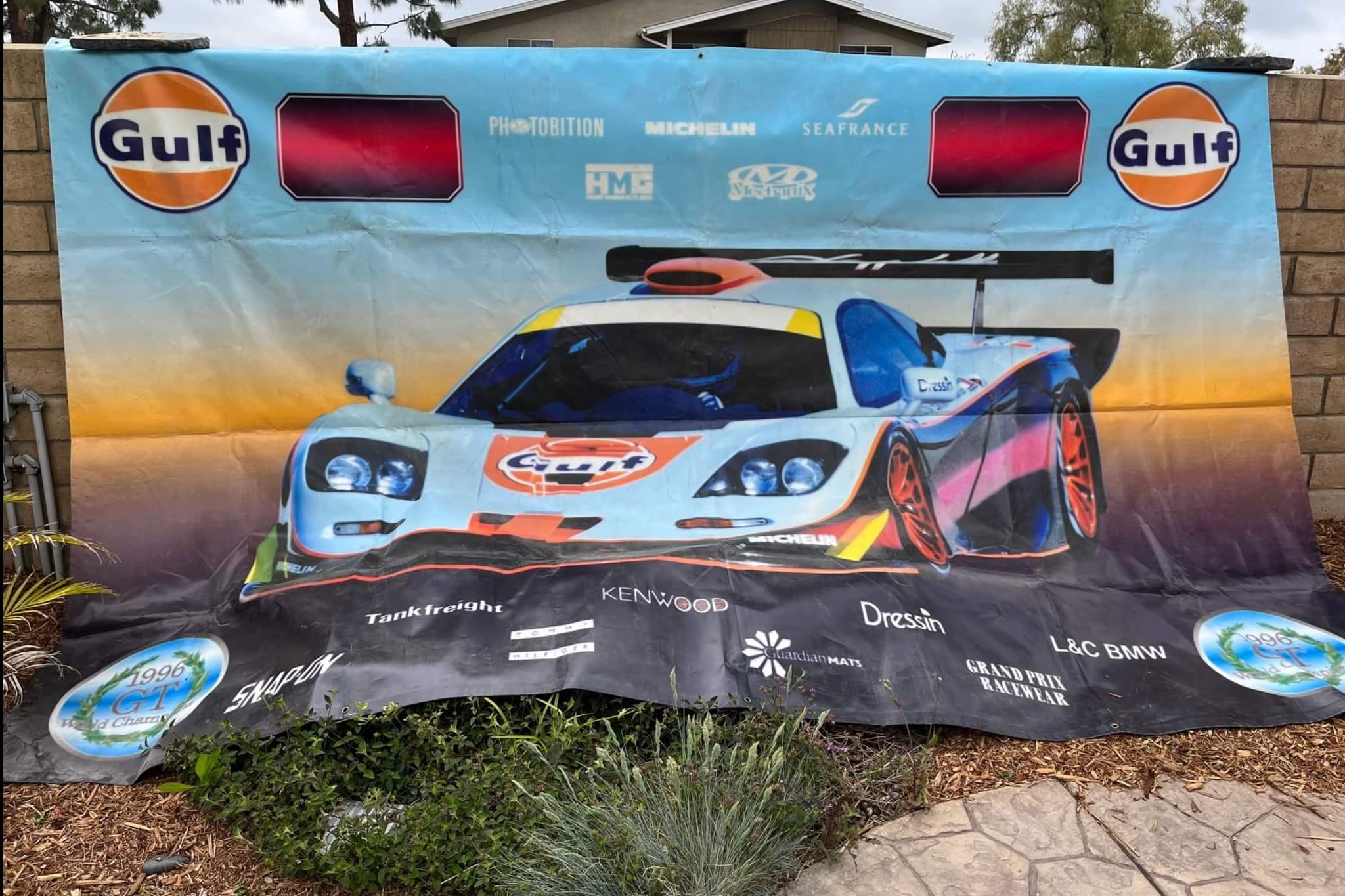 Pair Of Authentic Gulf Team McLaren F1 GTR Banners