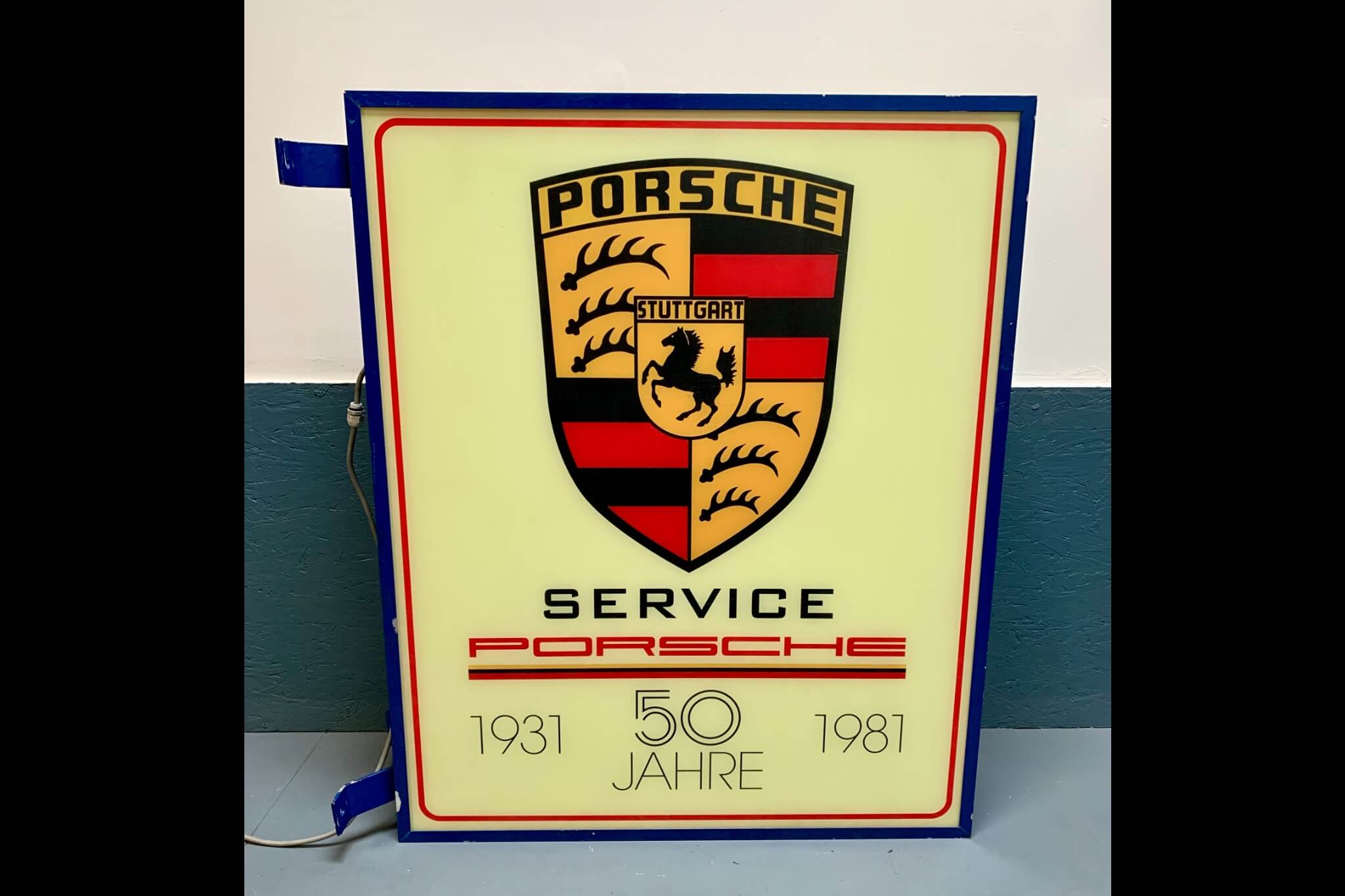 Porsche 50 Jahre (year) Anniversary Double-sided Illuminated Sign (39" x 32" x 7")
