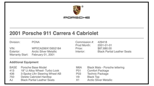 19K-Mile 2001 Porsche 996 Carrera 4 Cabriolet 6-Speed