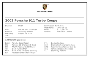 14K-Mile 2002 Porsche 996 Turbo X50 Aerokit 6-Speed