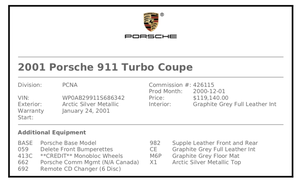 500HP 2001 Porsche 996 Turbo Coupe Tiptronic