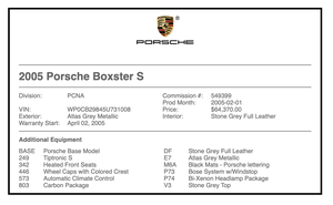 2005 Porsche 987 Boxster S Tiptronic
