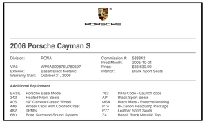 2006 Porsche 987 Cayman S 6-Speed Launch Edition
