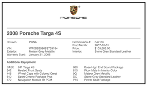 4.0L 2008 Porsche 997 Targa 4S 6-Speed