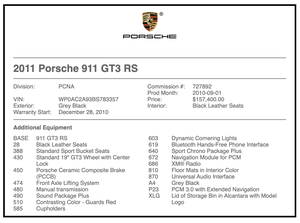 2011 Porsche 997.2 GT3 RS 6-Speed