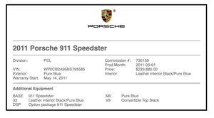 13K-Mile 2011 Porsche 997.2 Speedster #131