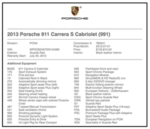 2013 Porsche 991 Carrera S Cabriolet 7-Speed