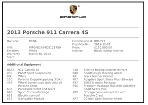 2013 Porsche 991 Carrera 4S