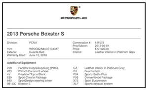 2013 Porsche 981 Boxster S