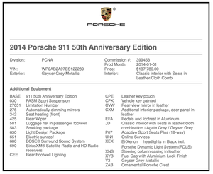  3K-Mile 2014 Porsche 991 50th Anniversary Edition 7-Speed