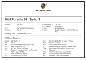 2014 Porsche 991 Turbo S Coupe
