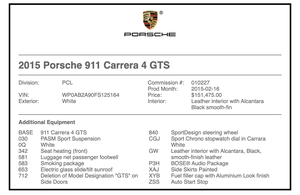2015 Porsche 991 Carrera 4 GTS Coupe 7-Speed