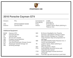 6K-Mile 2016 Porsche 981 Cayman GT4