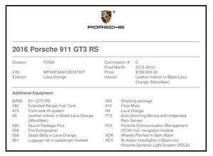 6K-Mile 2016 Porsche 991 GT3 RS