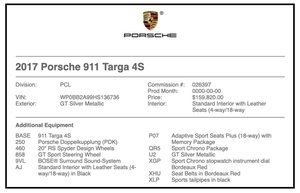 2K-Mile 2017 Porsche 991.2 Targa 4S