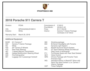 5K-Mile 2018 Porsche 991 Carrera T 7-Speed Manual