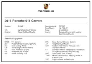 2018 Porsche 991.2 Carrera Coupe