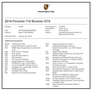 2019 Porsche 718 Boxster GTS 6-Speed
