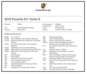 2019 Porsche 991.2 Turbo S Coupe