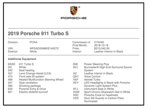 2019 Porsche 991.2 Turbo S Aerokit Coupe