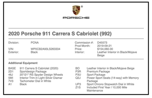 2020 Porsche 992 Carrera S Cabriolet