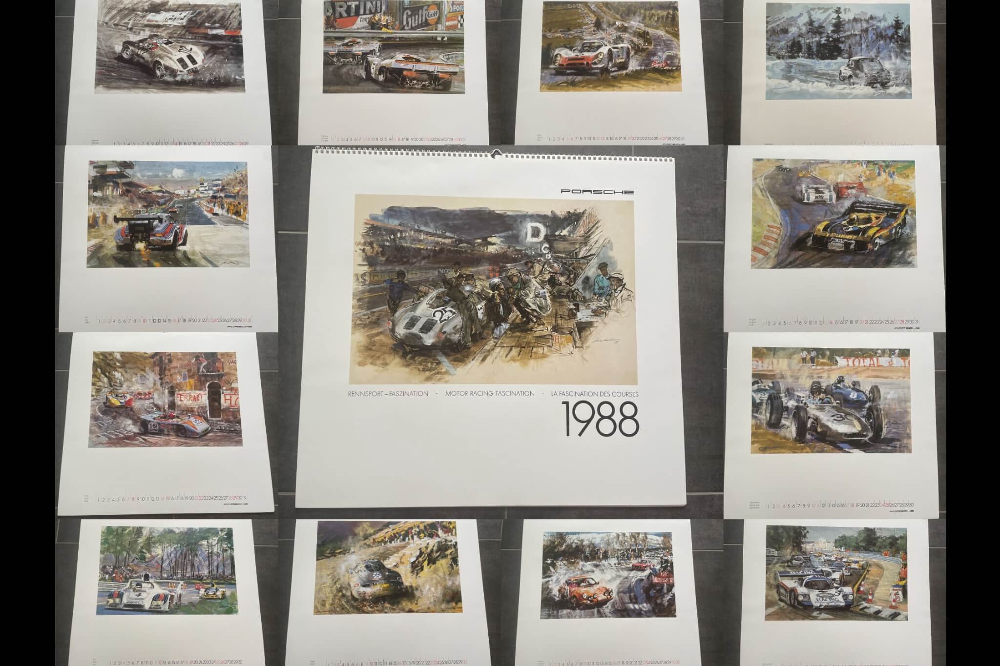 DT: Walter Gotschke 1988 Porsche Calender and Framed Prints