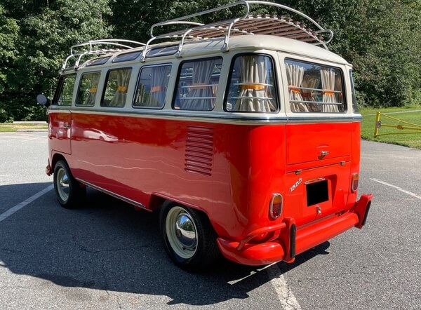 this rare 1975 volkswagen bus equipped with two-liter type 4 engine and  split windows is on sale