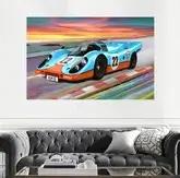 "Porsche 917 Gulf #22" Painting by Greg Stirling (51" X 33")