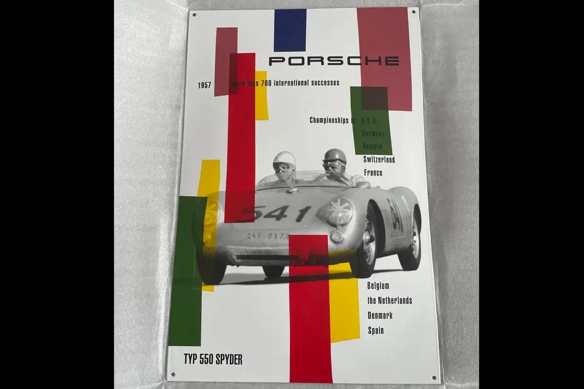 Limited Production Authentic Porsche 550 Spyder Enamel Sign (24" x 16")