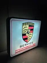 DT: Authentic Double-Sided Illuminated Porsche Service Dealership Sign