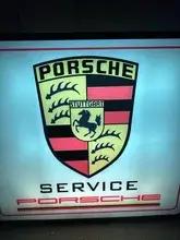 DT: Authentic Double-Sided Illuminated Porsche Service Dealership Sign