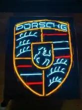 Illuminated Neon Porsche Crest