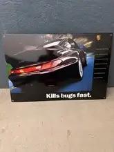 Authentic Porsche "Kills Bugs Fast" Enamel Sign