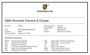 2005 Porsche 997 Carrera S 6-Speed Launch Edition (WITHDRAWN)