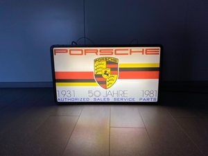 NO RESERVE - Illuminated Factory Porsche 50th Anniversary Sign (31" x 18")