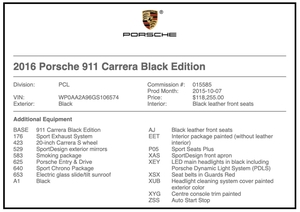 2016 Porsche 991 Carrera Black Edition 7-Speed