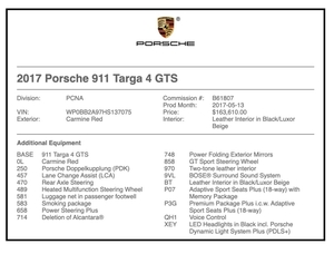  One-Owner 2017 Porsche 991 Targa 4 GTS