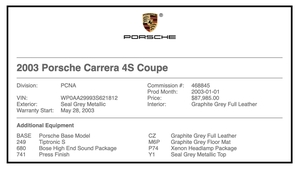 2003 Porsche 996 Carrera 4S Coupe