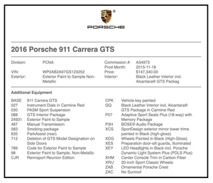 2016 Porsche 991 Carrera GTS Rennsport Reunion Edition