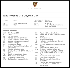 413-Mile 2020 Porsche 718 Cayman GT4