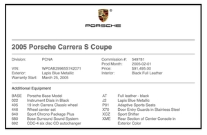 2005 Porsche 997 Carrera S Coupe 6-Speed