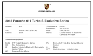 New 29-Mile 2018 Porsche 911 Turbo S Exclusive