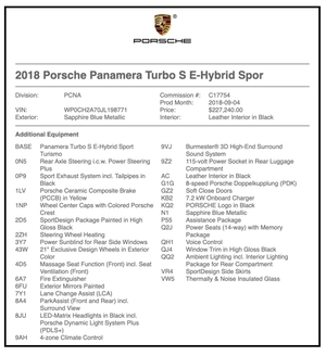  2018 Porsche Panamera Turbo S E-Hybrid