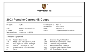 2003 Porsche 996 Carrera 4S Coupe 6-Speed