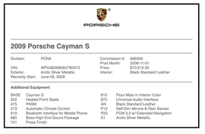2009 Porsche 987 Cayman S Race Car