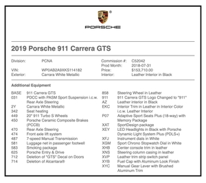 2019 Porsche 991.2 Carrera GTS 7-speed