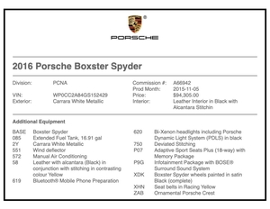 One-Owner 2016 Porsche 981 Boxster Spyder