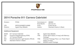  17K-Mile 2014 Porsche 991 Carrera Cabriolet