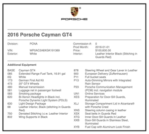 2016 Porsche 981 Cayman GT4